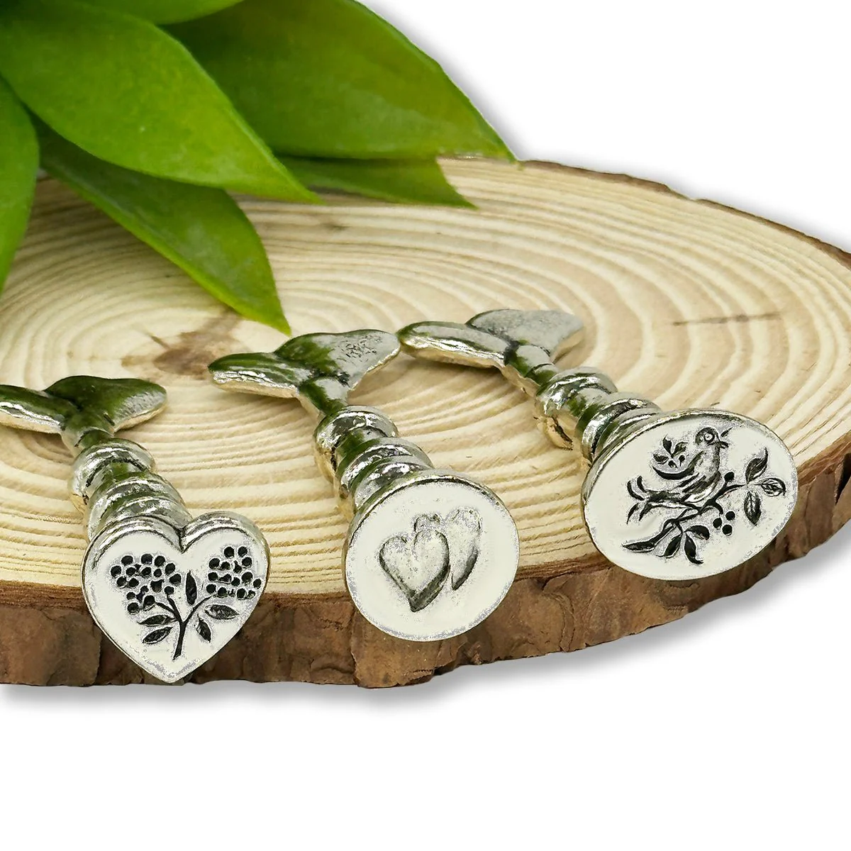 Florentine Heirloom Silver Antiqued Wax Seal Stamps with Twin Heart Handle