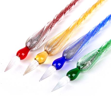 Glass Pen, Ink & Wood Stand Desk Set-4 colors - Image 3
