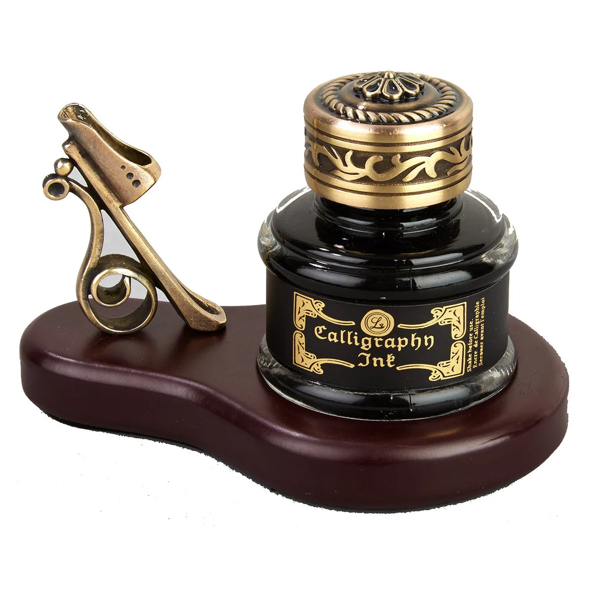 Glass Pen, Ink & Wood Stand Desk Set-4 colors - Image 4
