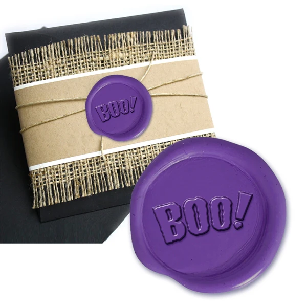 Halloween BOO Purple Adhesive Symbol Wax Seal Stickers 10PK - Hand Pressed 1 1/4"