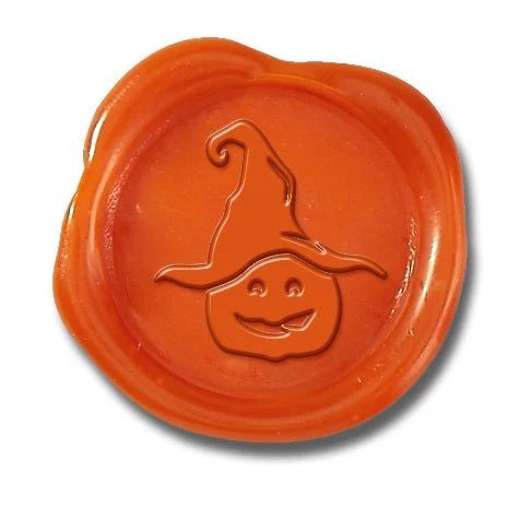 Halloween Witch Hat Orange Adhesive Symbol Wax Seal Stickers 10PK - Hand Pressed 1 1/4" - Image 3