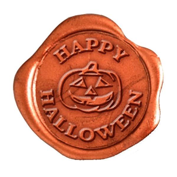 Happy Halloween Orange Adhesive Symbol Wax Seal Stickers 10PK - Hand Pressed 1 1/4" - Image 3