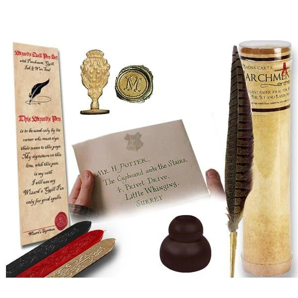 Harry Potter Young Wizard's Quill & Ink Set -Young Wizard's Writing Bundle with Initial Seal Stamp