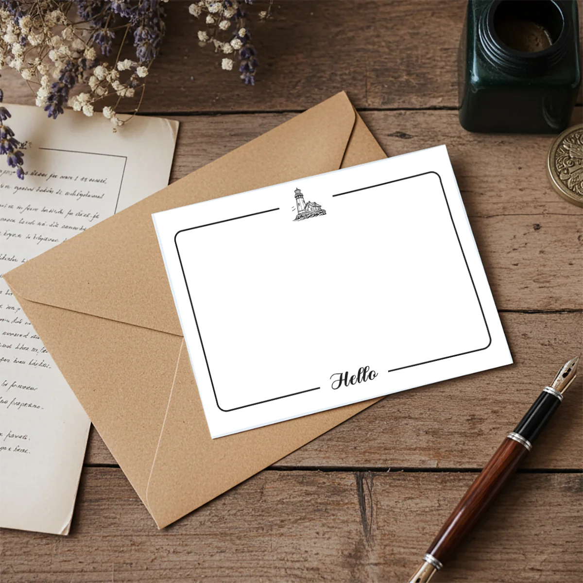 Hello Flat Notecard Set with Vintage Symbols 8/8 -5.5 x 4.25 - Image 9