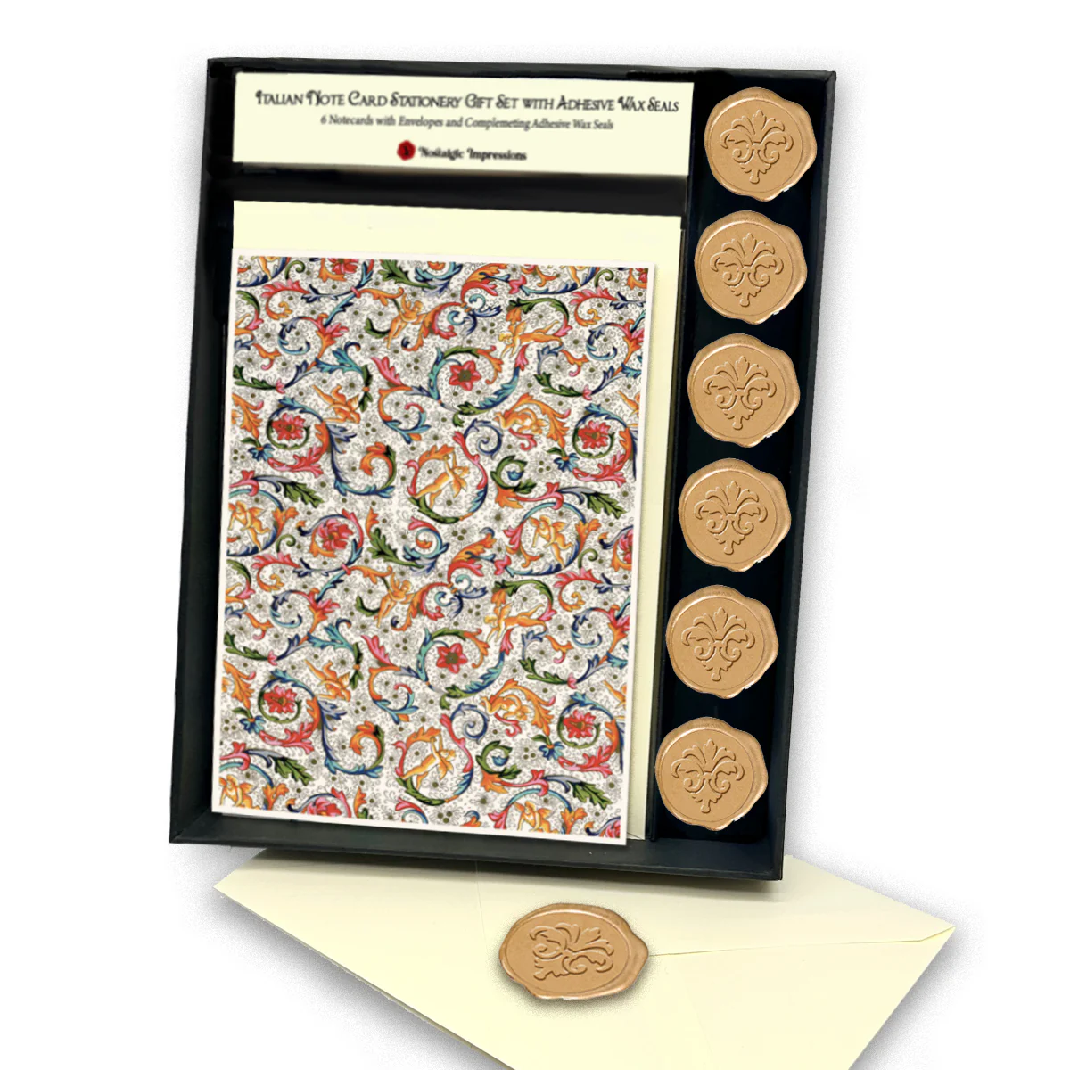 Italian Note Card Stationery Gift Set with Adhesive Wax Seals-9 Styles - Image 10