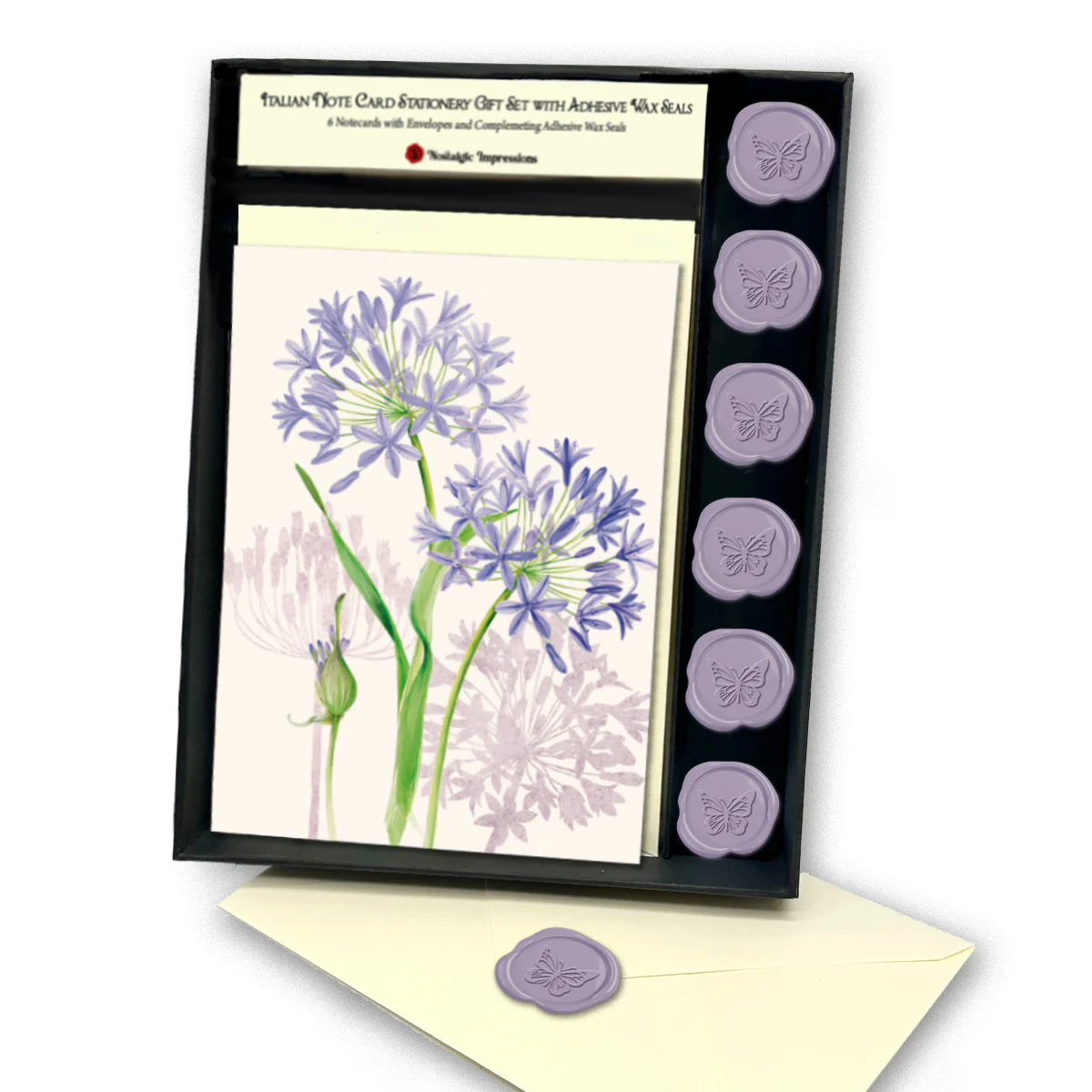 Italian Note Card Stationery Gift Set with Adhesive Wax Seals-9 Styles - Image 3