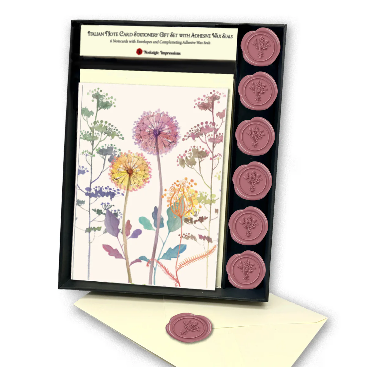 Italian Note Card Stationery Gift Set with Adhesive Wax Seals-9 Styles - Image 5