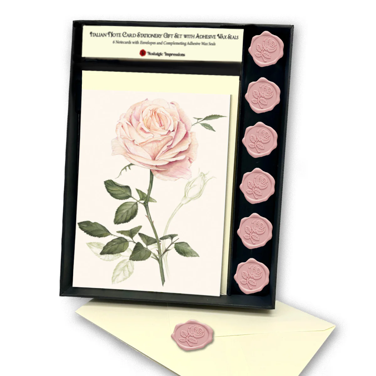 Italian Note Card Stationery Gift Set with Adhesive Wax Seals-9 Styles - Image 6