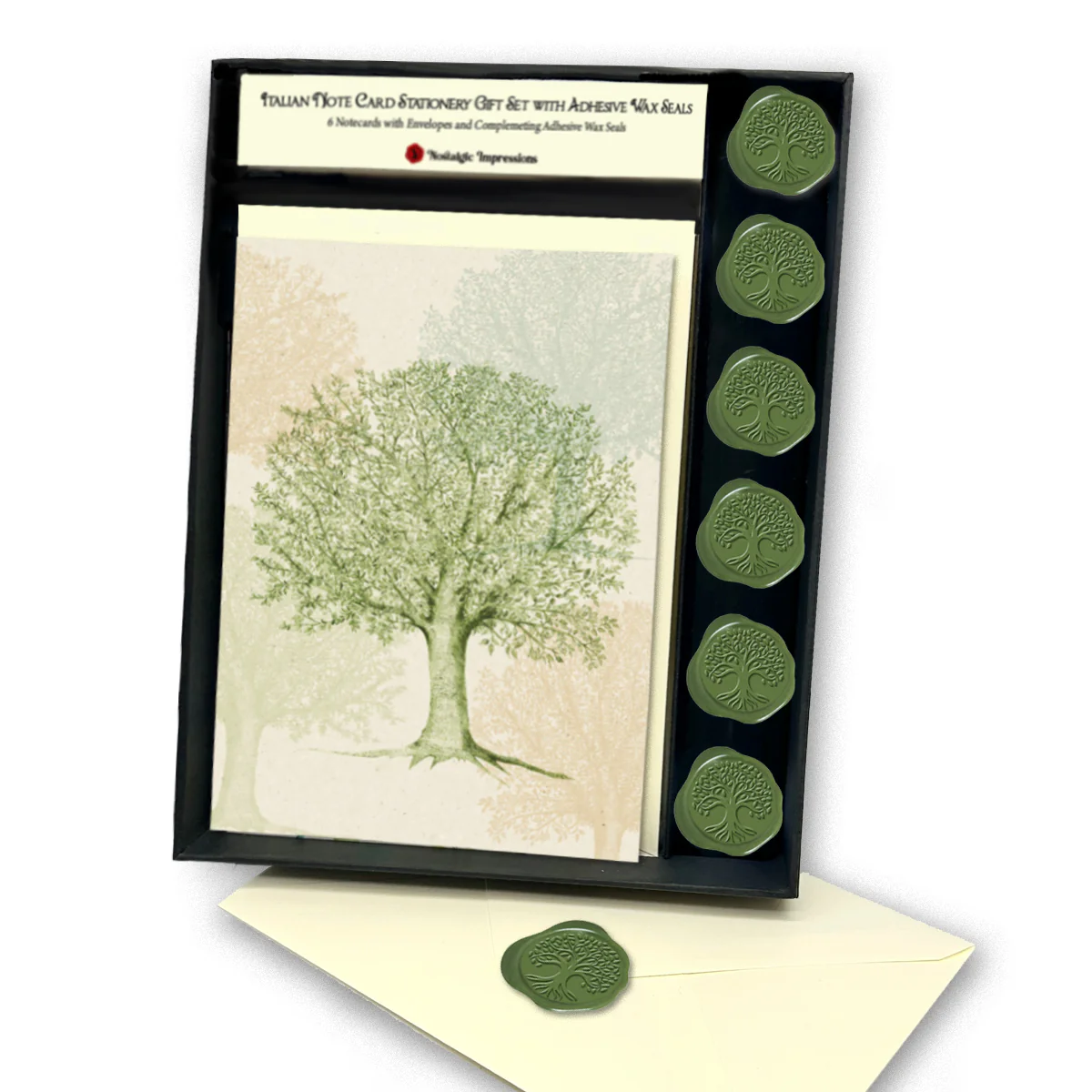 Italian Note Card Stationery Gift Set with Adhesive Wax Seals-9 Styles - Image 9