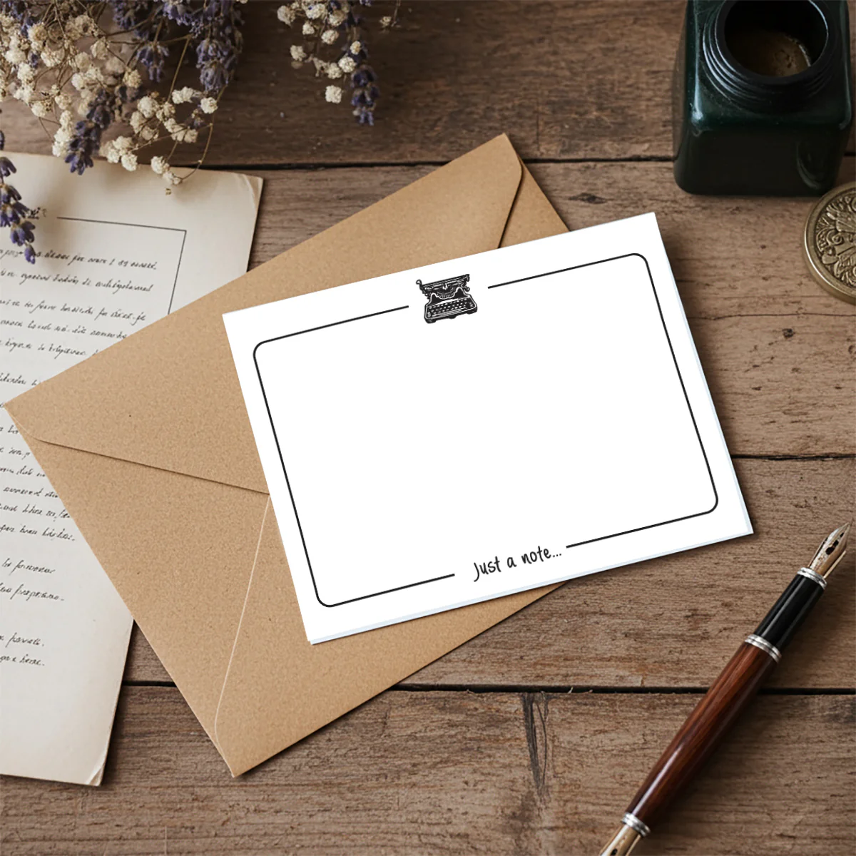 Just a Note Flat Notecard Set with Vintage Symbols 8/8 -5.5 x 4.25 - Image 8