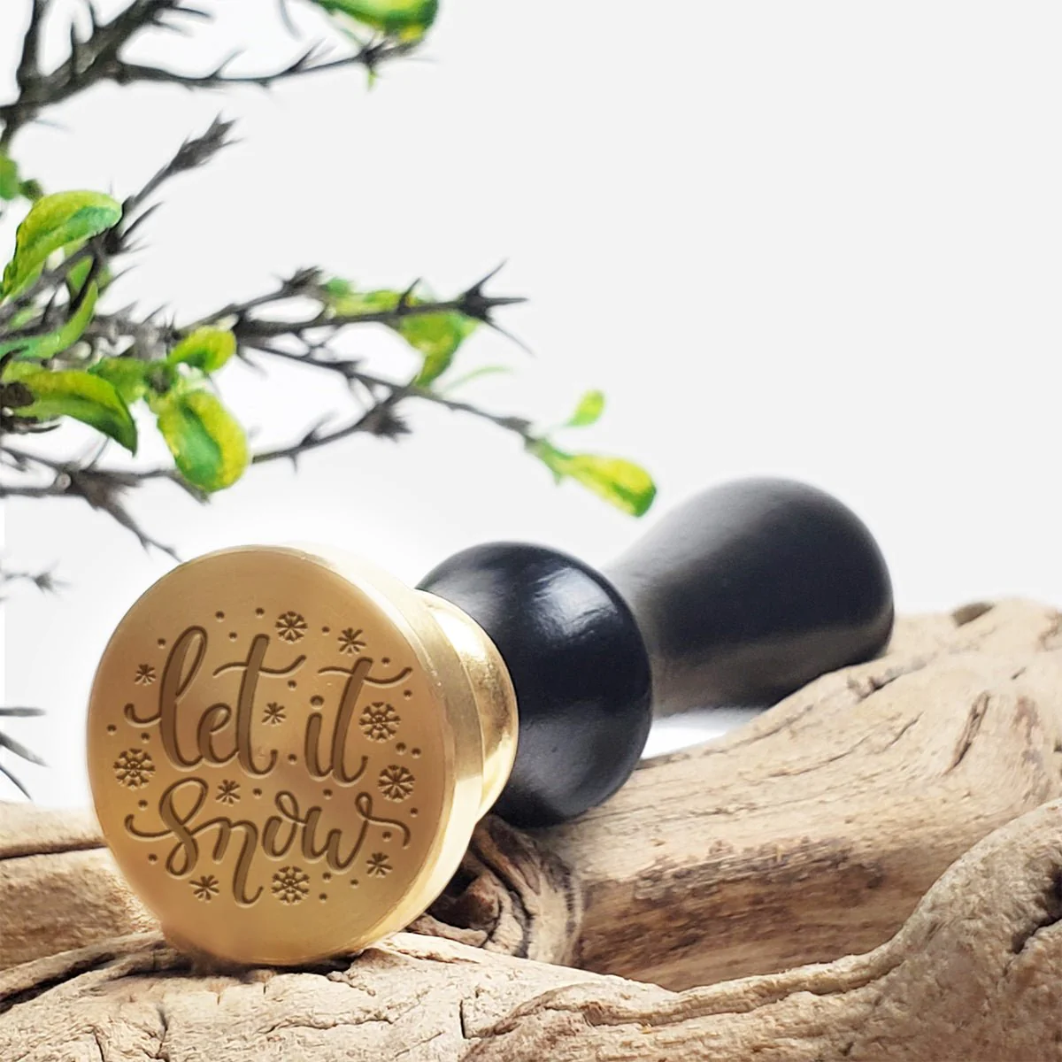Let It Snow Wax Seal Stamp with Black Wood Handle #6545