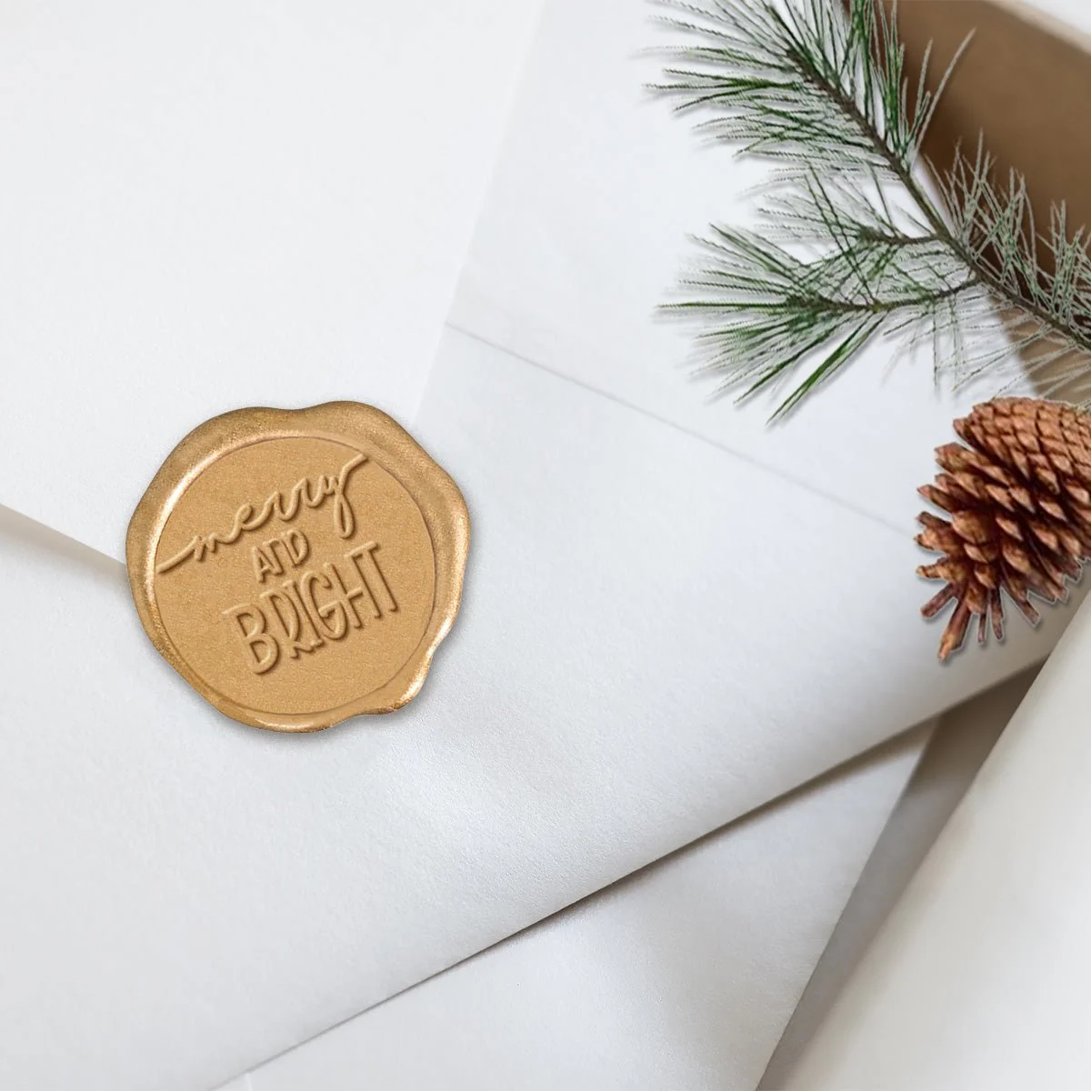 Merry and Bright Adhesive Christmas Wax Seal Stickers 8PK - Hand Pressed 1 1/4" - Image 14