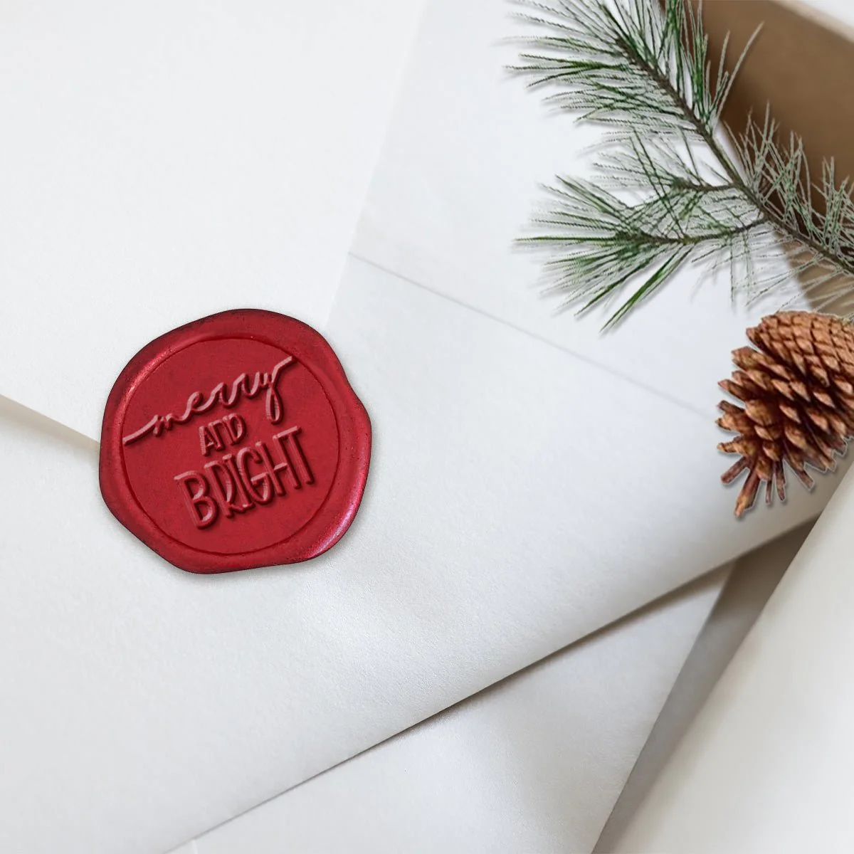 Merry and Bright Adhesive Christmas Wax Seal Stickers 8PK - Hand Pressed 1 1/4" - Image 15