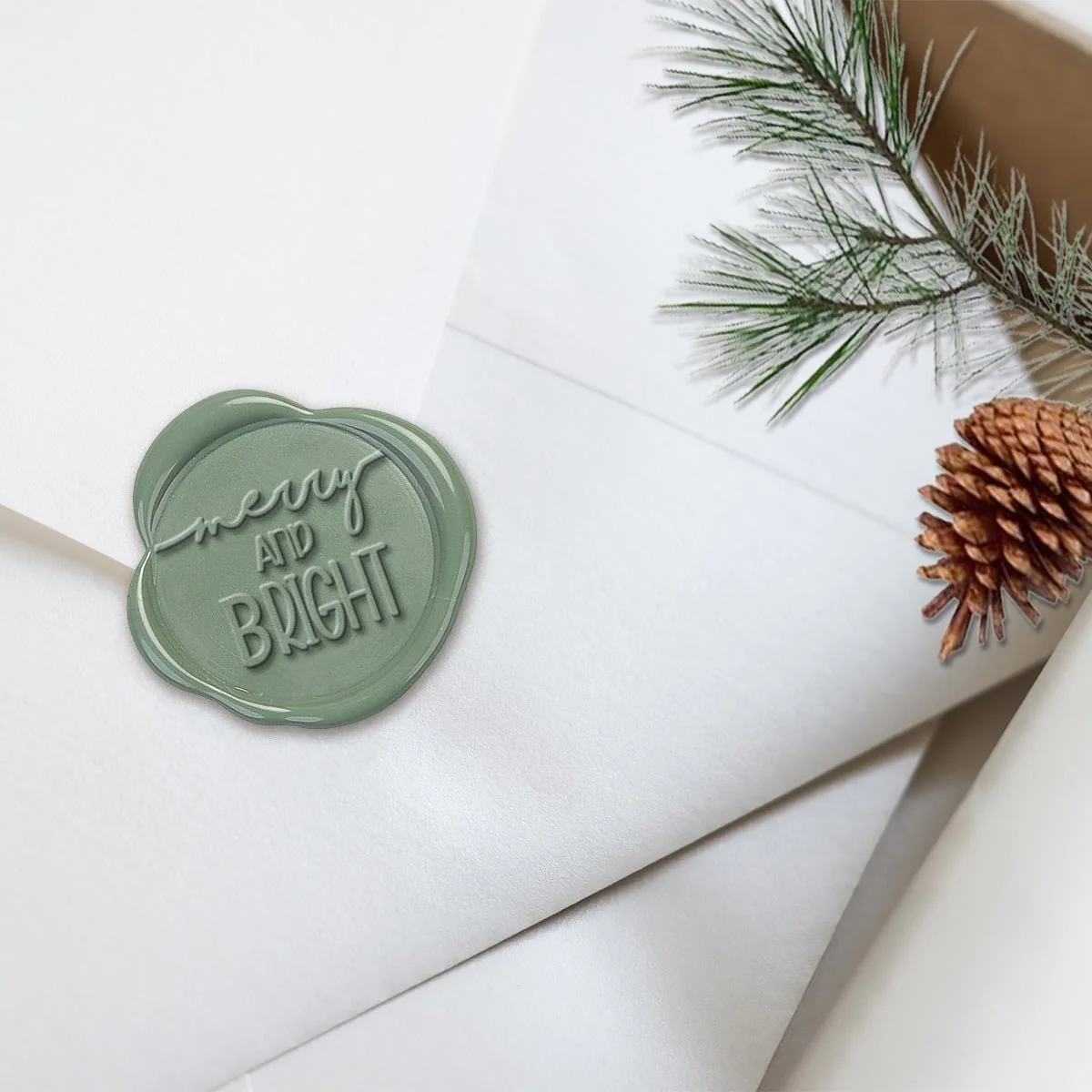 Merry and Bright Adhesive Christmas Wax Seal Stickers 8PK - Hand Pressed 1 1/4" - Image 19