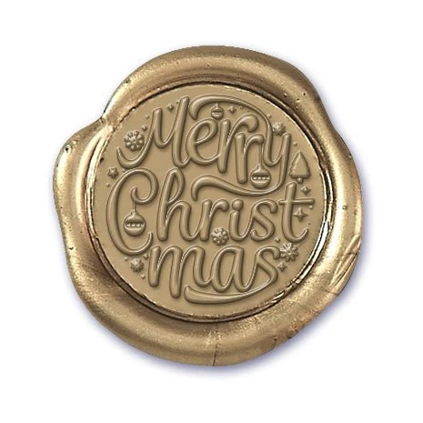 Merry Christmas Wax Seal Stamp with Burgundy Wood Handle #6507CD - Image 2