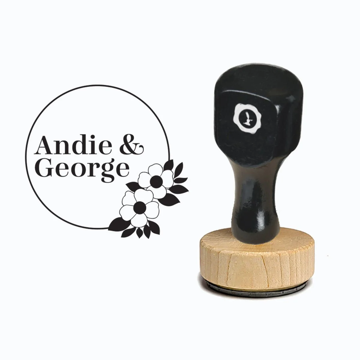 Names Vintage-style Rubber Stamp with Handle #2056 - Round 1 7/8"
