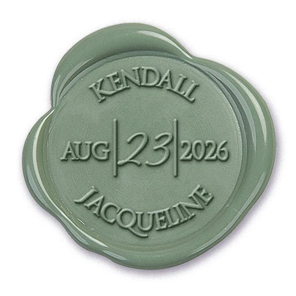 Names & Date Wedding Monogram Adhesive Wax Seals #2512 bundle with stamp - Image 2