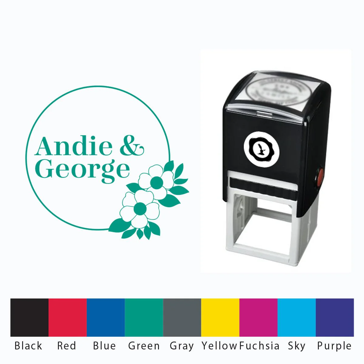 Names Self Inking Stamper with Black Ink cartridge Round 1 5/8" #2056