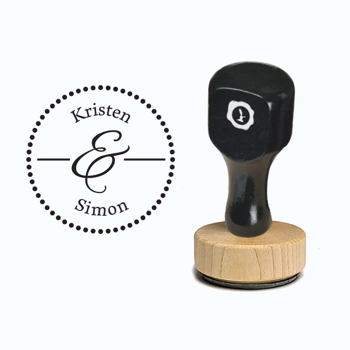 Names Vintage-style Rubber Stamp with Handle #20681 - Round 1 7/8"