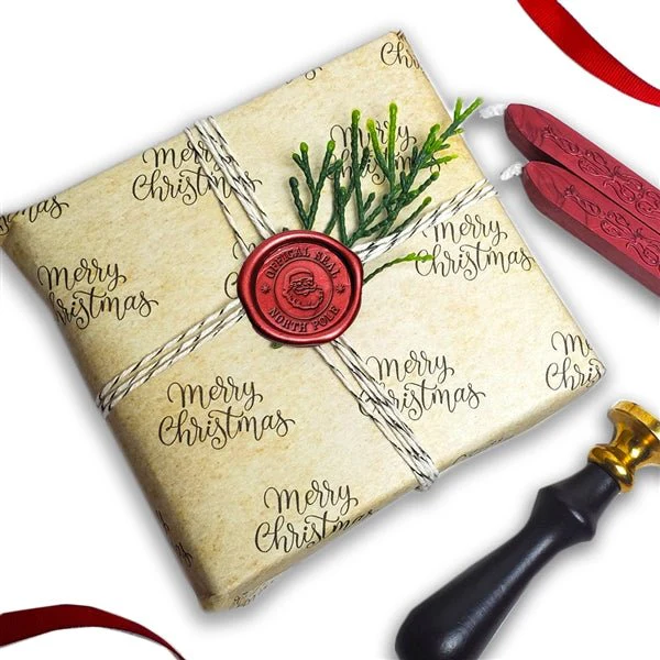 North Pole Official Christmas Santa Letter Wax Seal Stamp with Black Wood Handle - Image 3