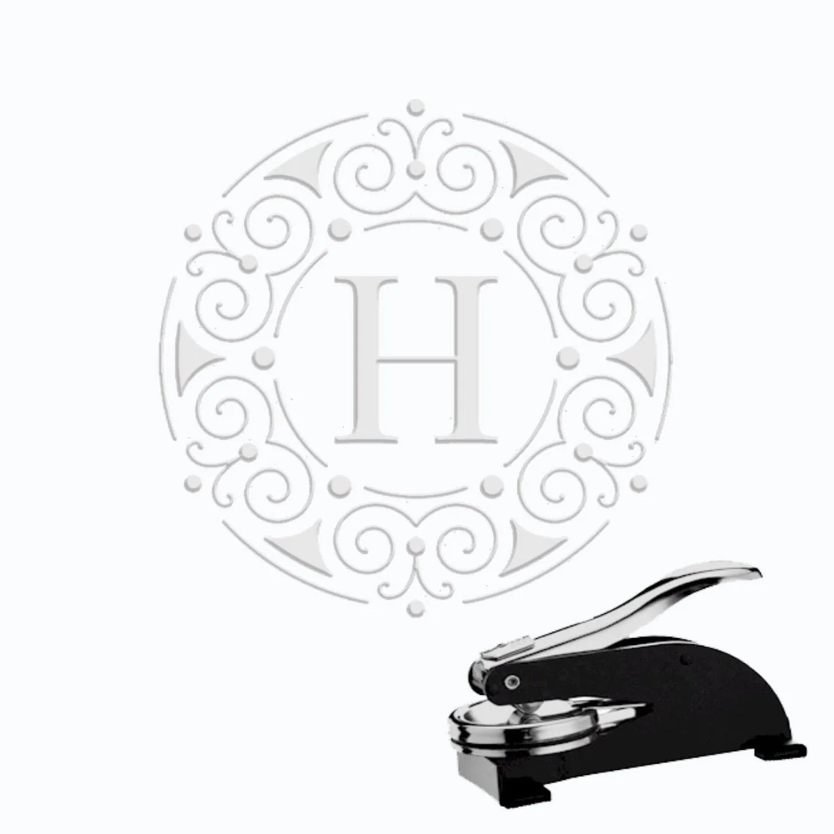 Monogram Paper Embosser with Initial #2071 - Round 1.625" imprint