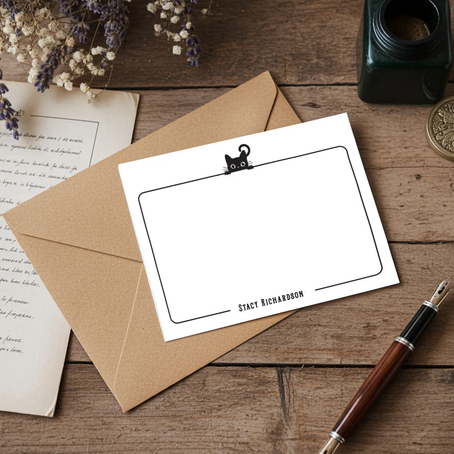 Personalized Flat Notecard Set with Vintage Symbols 8/8 -5.5 x 4.25 - Image 4