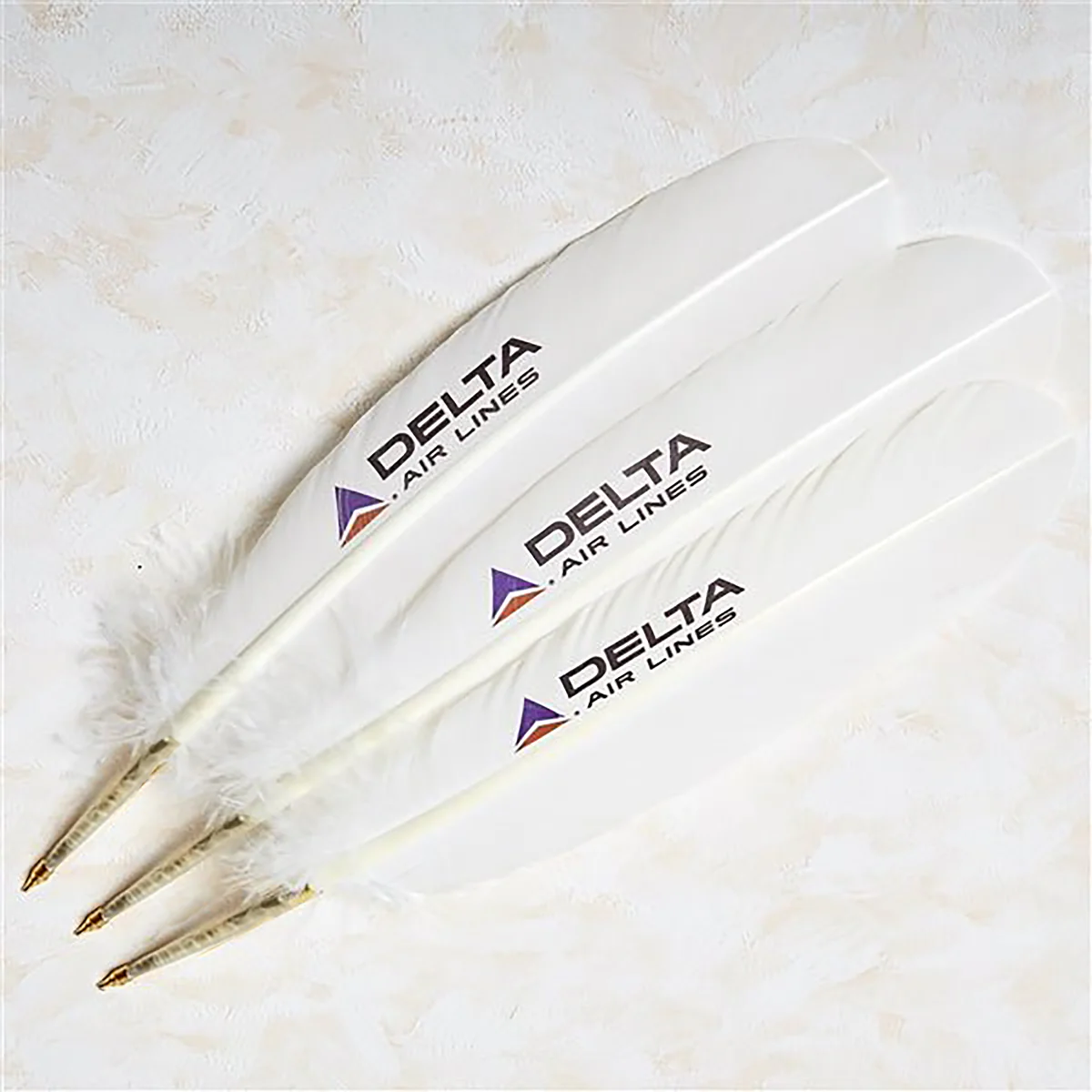 Promotional White Ballpoint  Feather Pen with Custom Logo or Personalization