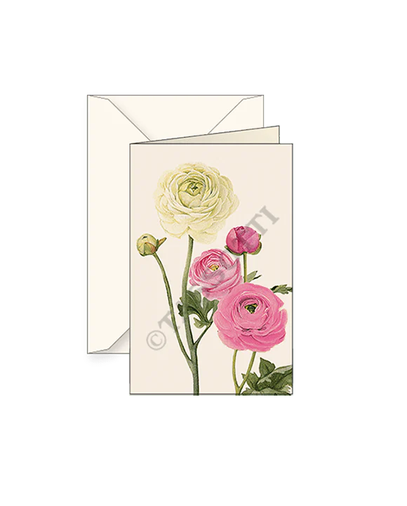 Ranunculus Small Note Cards with envelope 3x4 - Set of 2