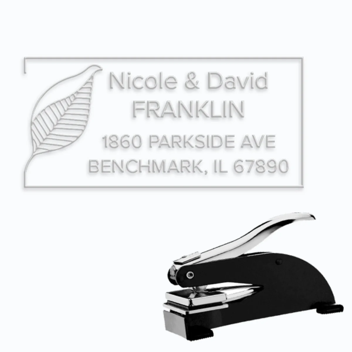 Rectangular Paper Embosser with Name & Address #2077 - 2 x 1" imprint