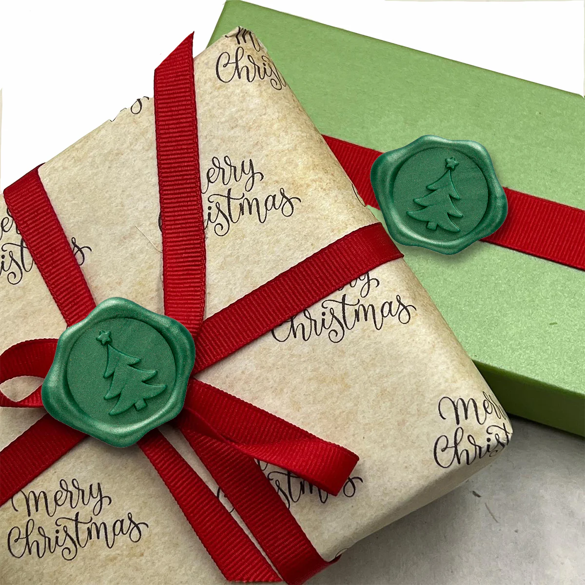 Christmas Tree Adhesive Wax Seal 25PK Quick-Ship Stickers-Pine Green - Image 2