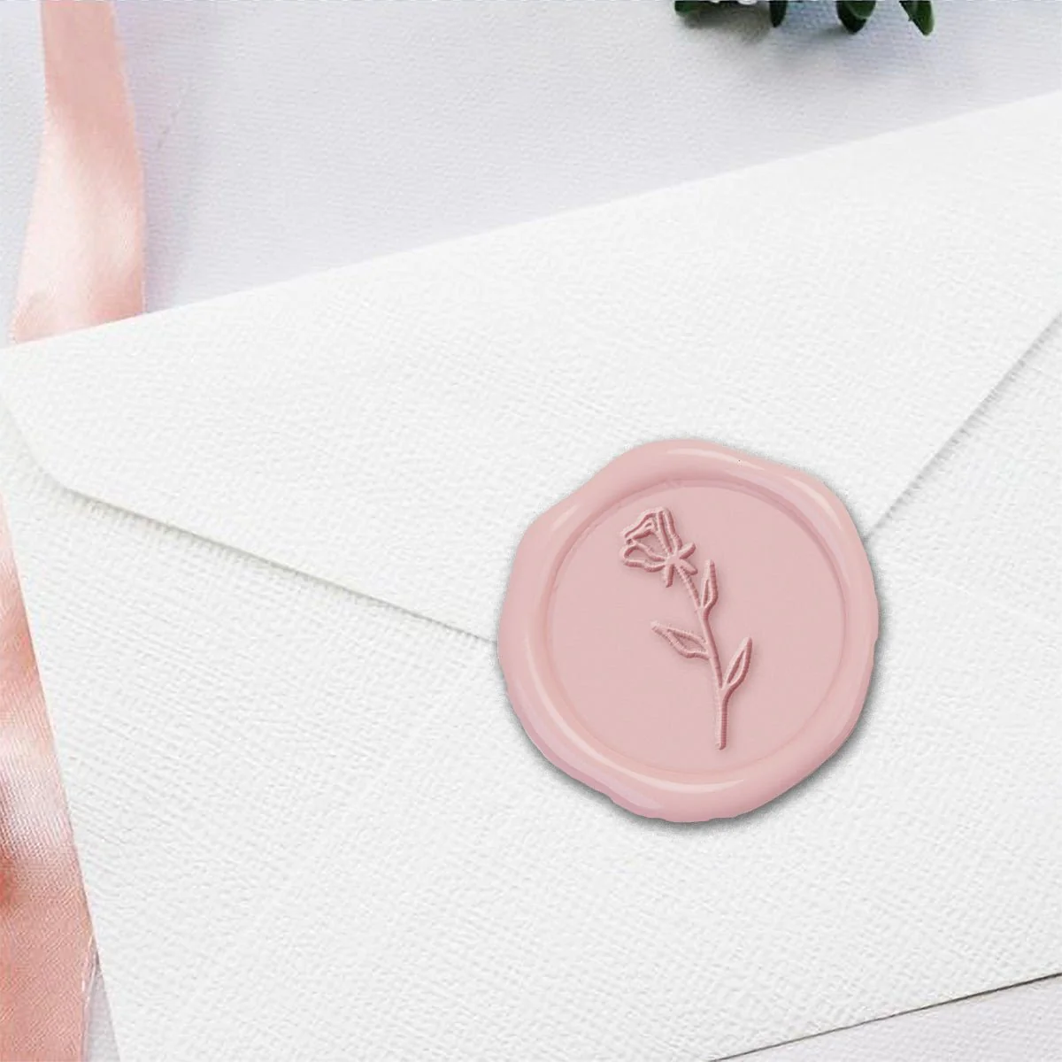Rose Stem Hand Pressed Adhesive Wax Seals #3388PNS
