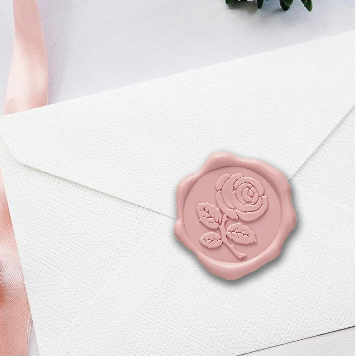Rose with Stem Adhesive Wax Seal Quick-Ship Stickers 25PK-7 Colors - Image 2