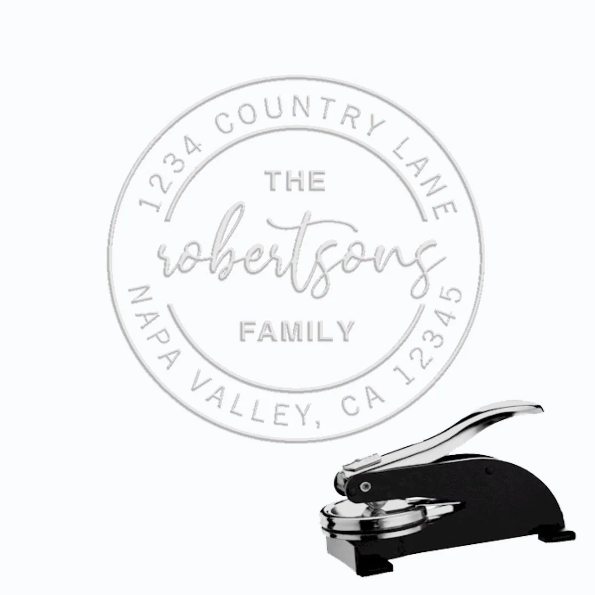 Round Address Paper Embosser with Name & Address #103-1.625" imprint