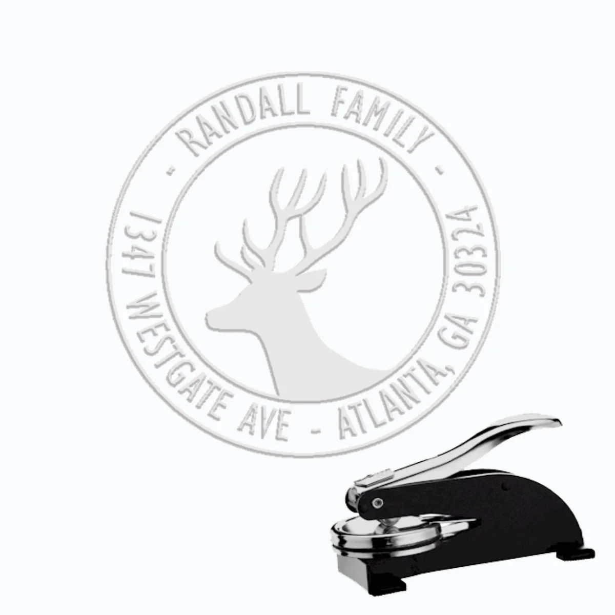 Round Address Paper Embosser with Name & Address #859 -1.625" imprint