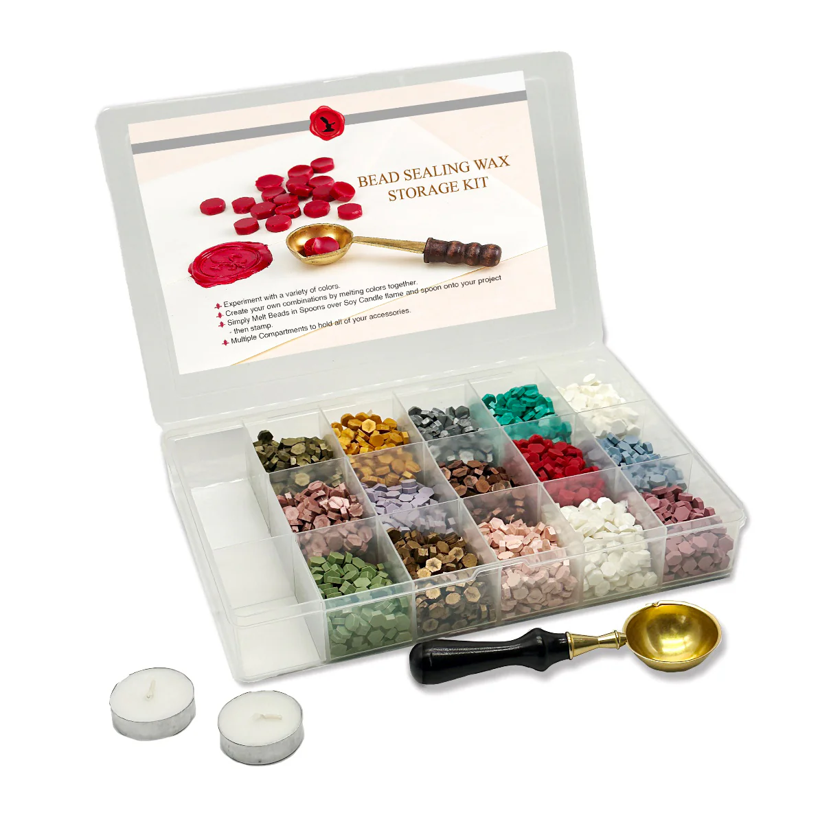 Sealing Wax Bead Kit Organizer with over 1200 Beads-multi colors - Image 2