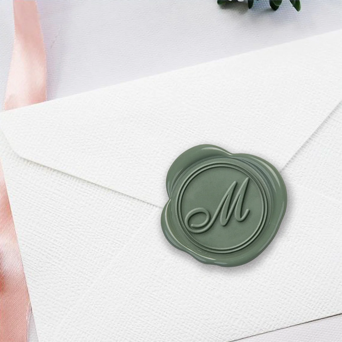 Shelley Script Single Initial Adhesive Wax Seals #8831 Bundle with Stamp