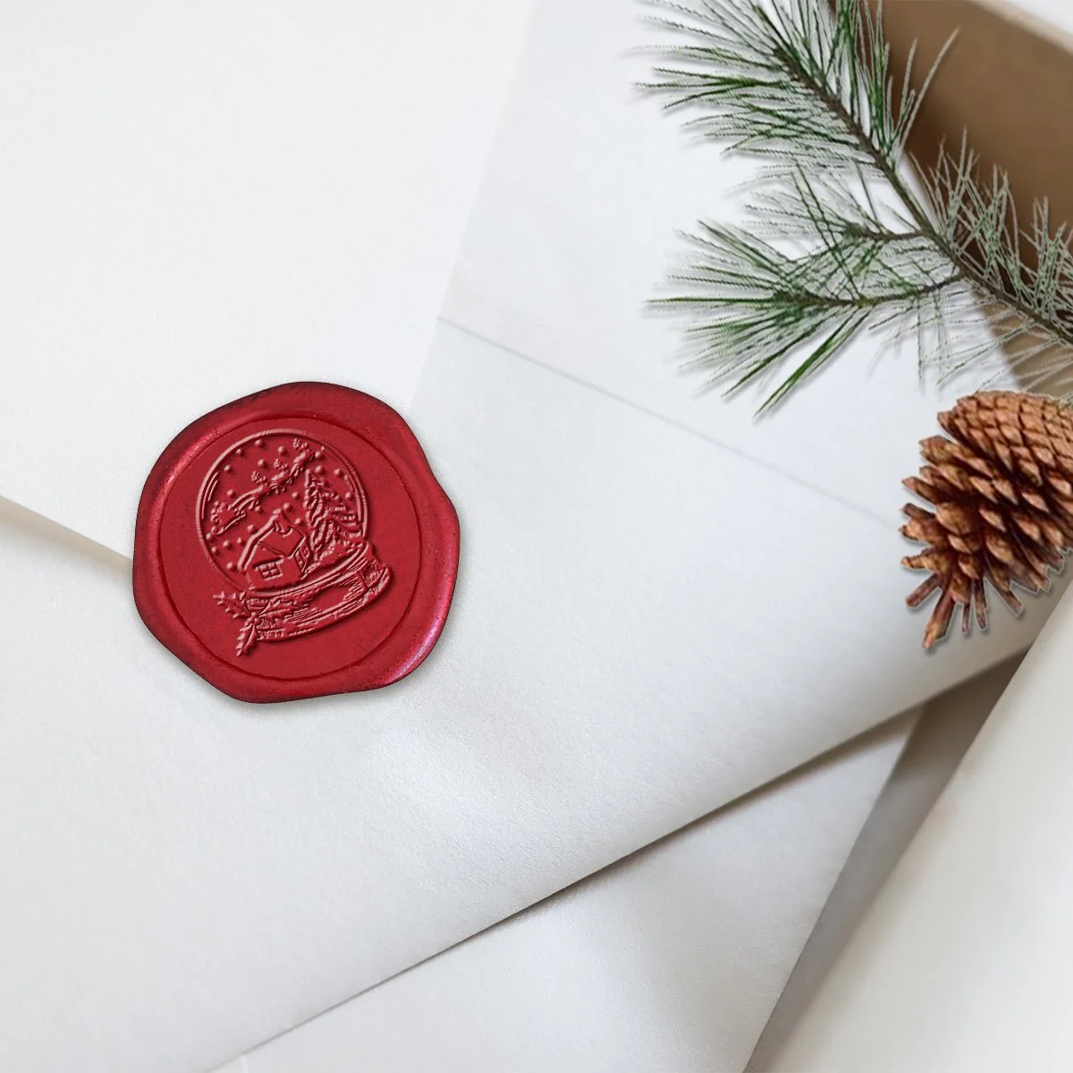 Snow Globe Adhesive Christmas Wax Seal Stickers 8PK - Hand Pressed 1 1/4" - Image 13