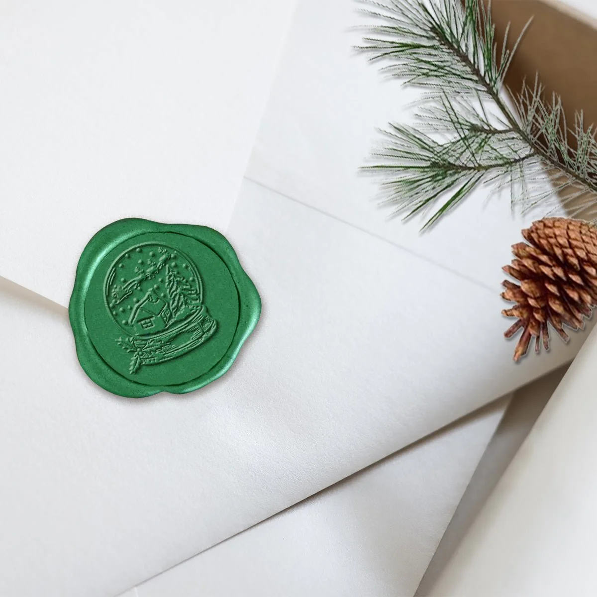 Snow Globe Adhesive Christmas Wax Seal Stickers 8PK - Hand Pressed 1 1/4" - Image 14