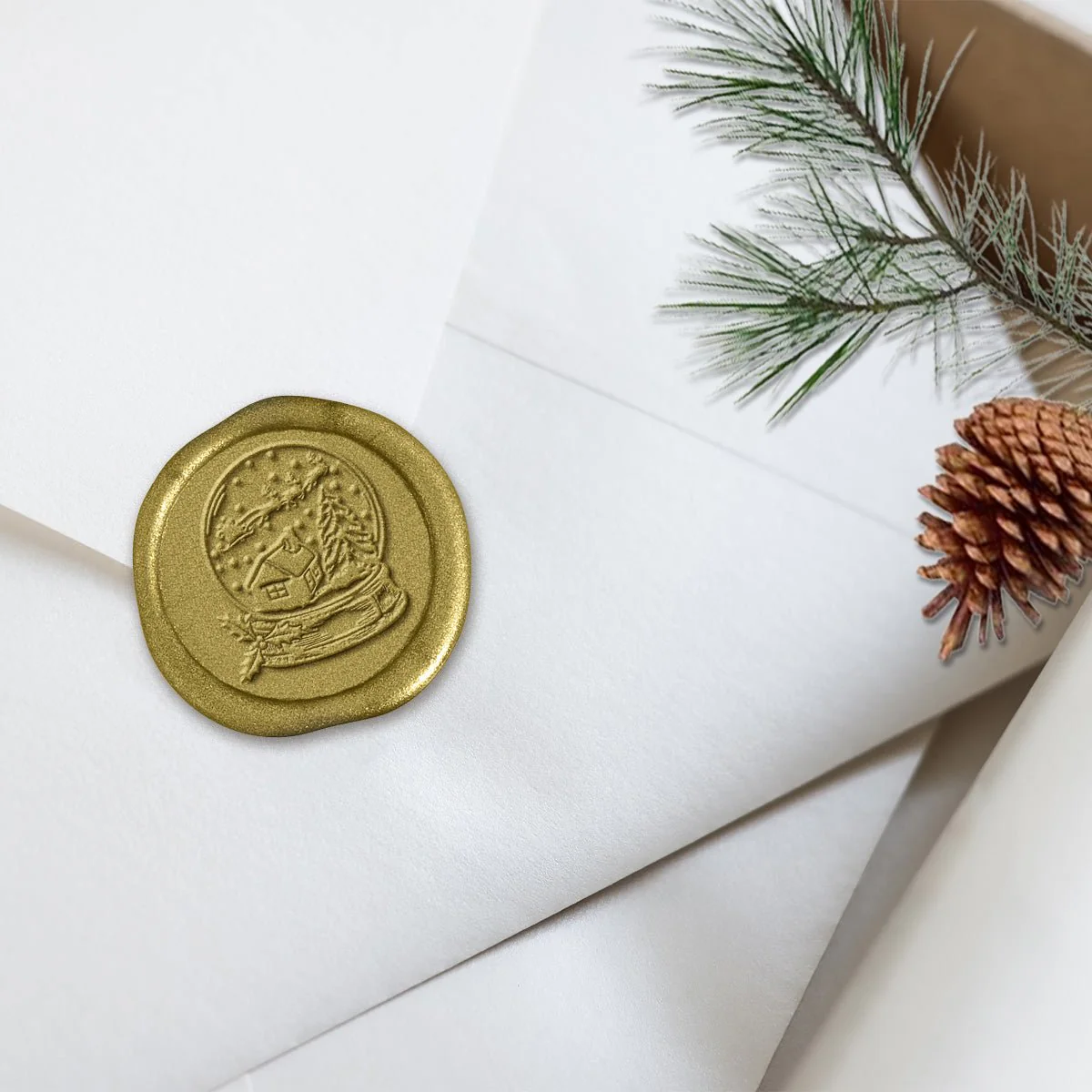 Snow Globe Adhesive Christmas Wax Seal Stickers 8PK - Hand Pressed 1 1/4" - Image 15