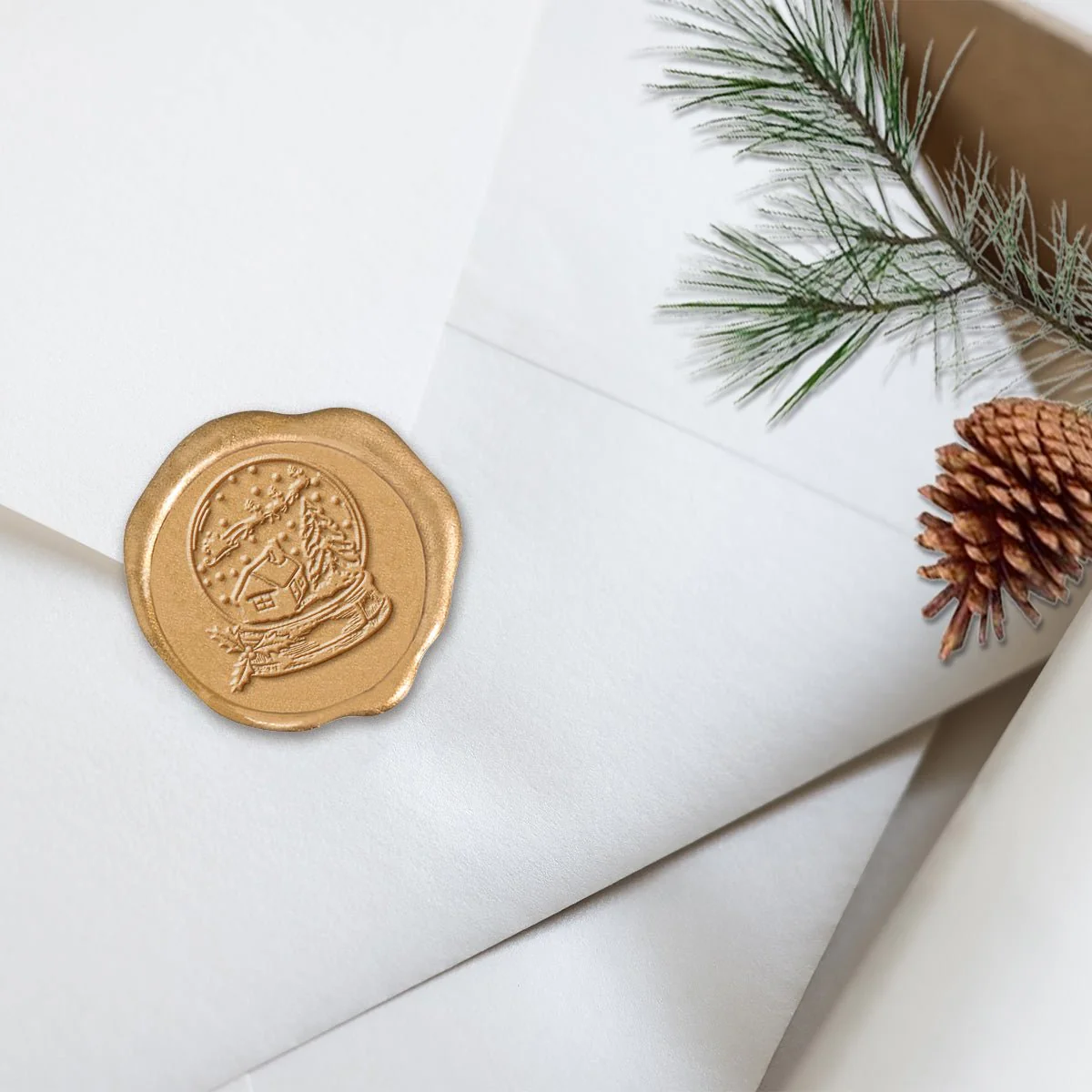 Snow Globe Adhesive Christmas Wax Seal Stickers 8PK - Hand Pressed 1 1/4" - Image 17