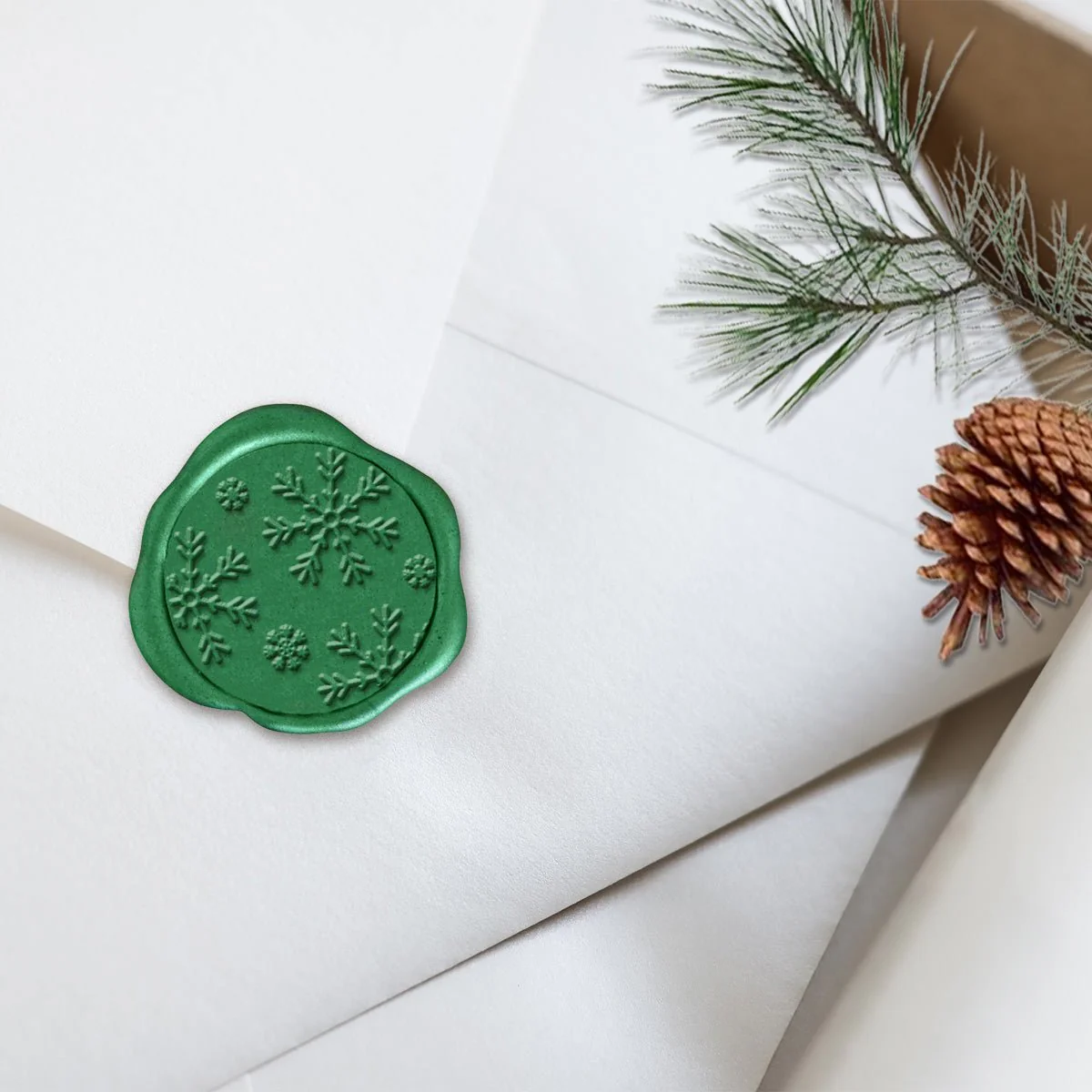 Snowflakes Adhesive Christmas Wax Seal Stickers 8PK - Hand Pressed 1 1/4" - Image 16