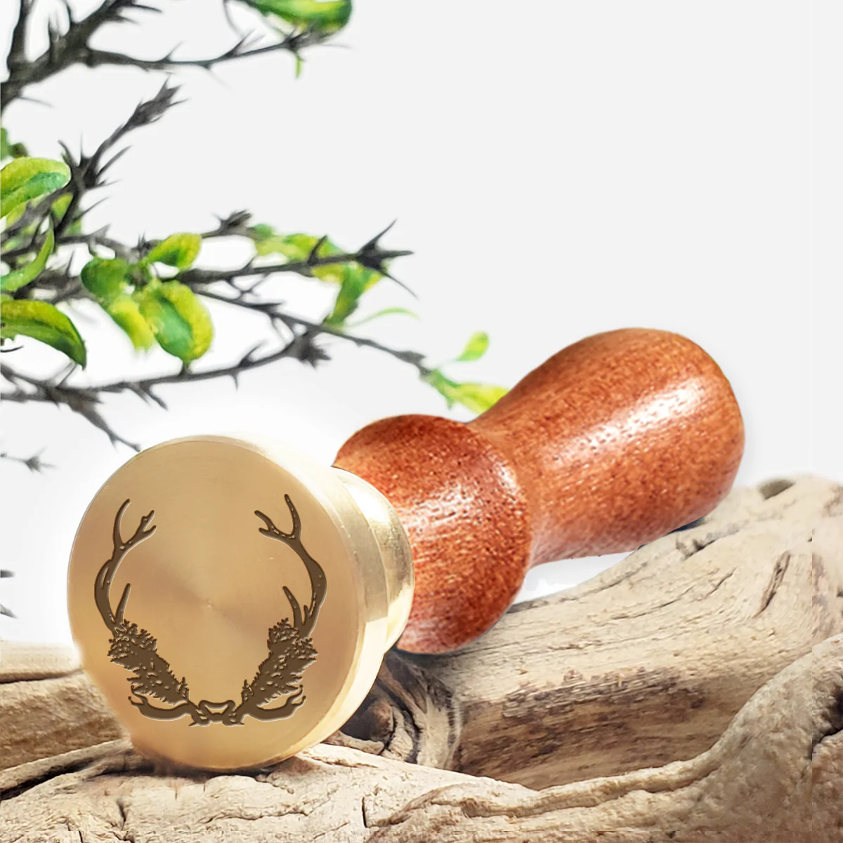 Stag & Fern Wreath Wax Seal Stamp #R949 -USA Handcrafted