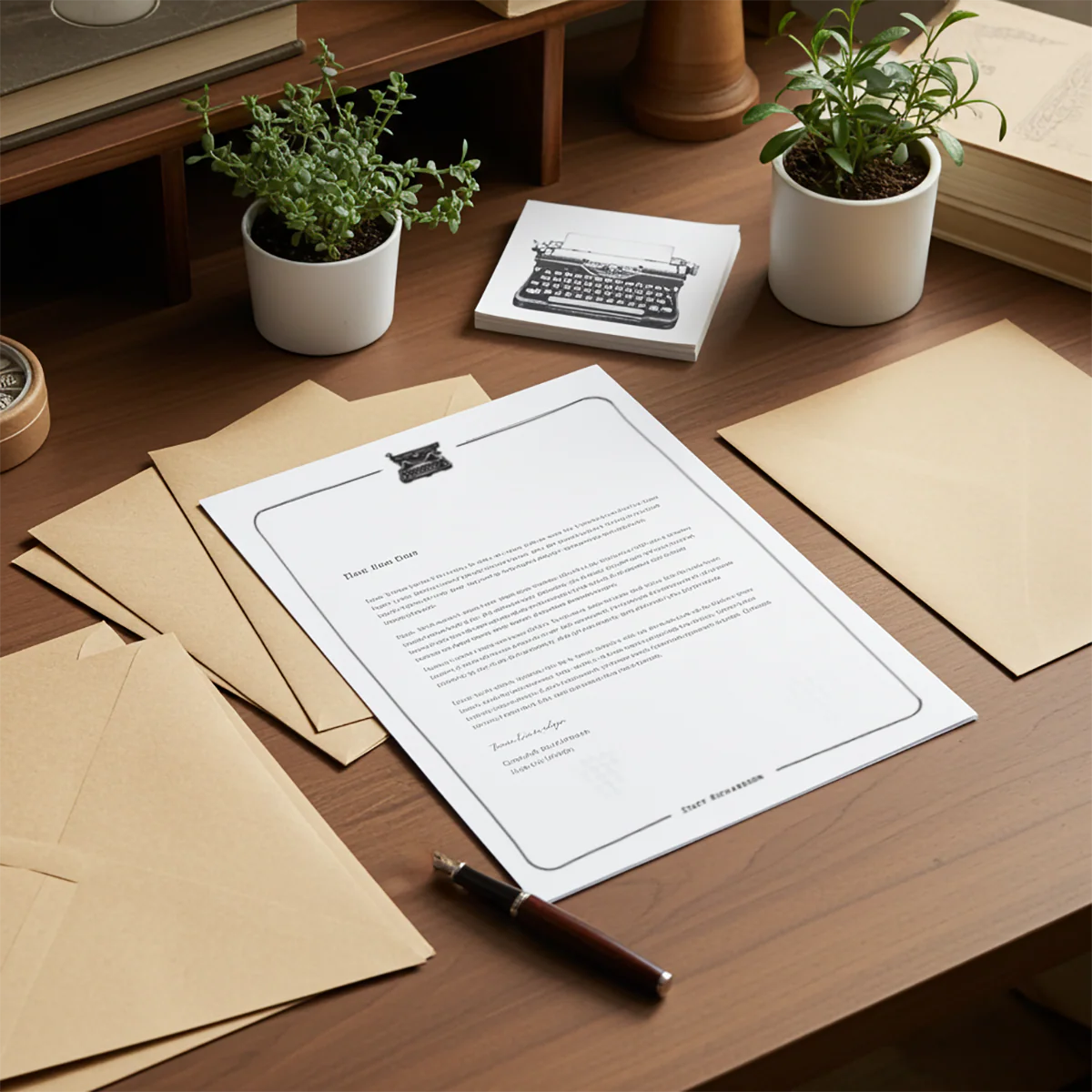 Personalized Letterpress Stationery Set with Vintage Symbol Letterheads & Envelopes 20/10 - Image 3