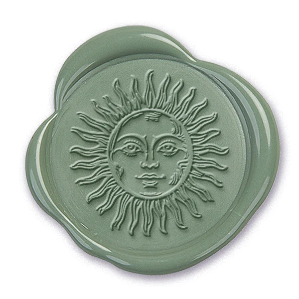 Sun Face Wax Seal Stamp #3911- USA Handcrafted - Image 2