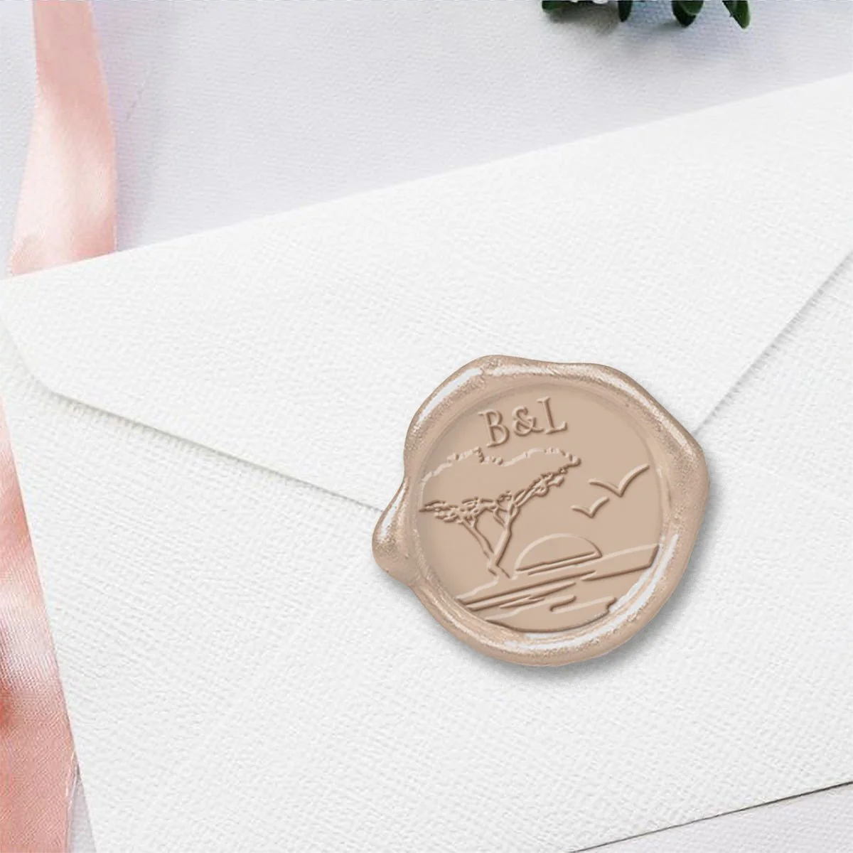 Sunset Custom Wedding Wax Seal Stamp # 2 letters 2518 - Image 3