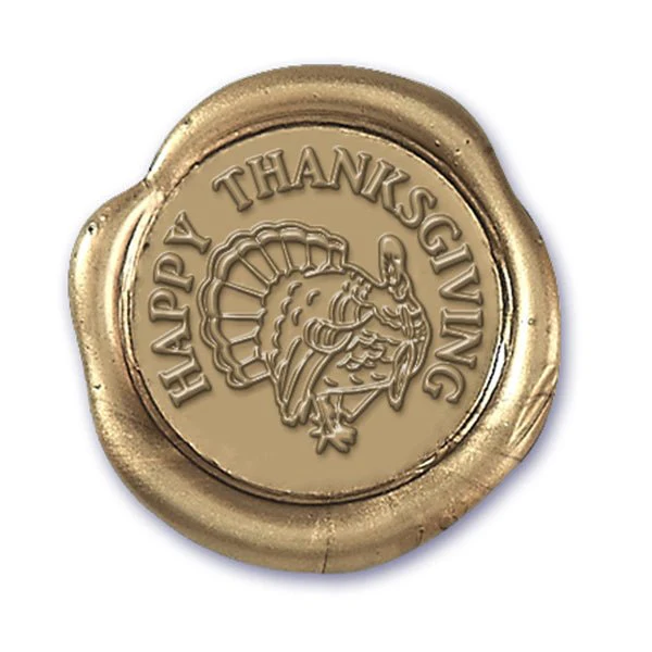 Thanksgiving Turkey Classic Gold Adhesive Symbol Wax Seal Stickers 10PK - Hand Pressed 1 1/4" - Image 3