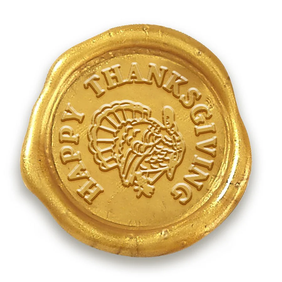 Thanksgiving Turkey Classic Gold Adhesive Symbol Wax Seal Stickers 10PK - Hand Pressed 1 1/4" - Image 4