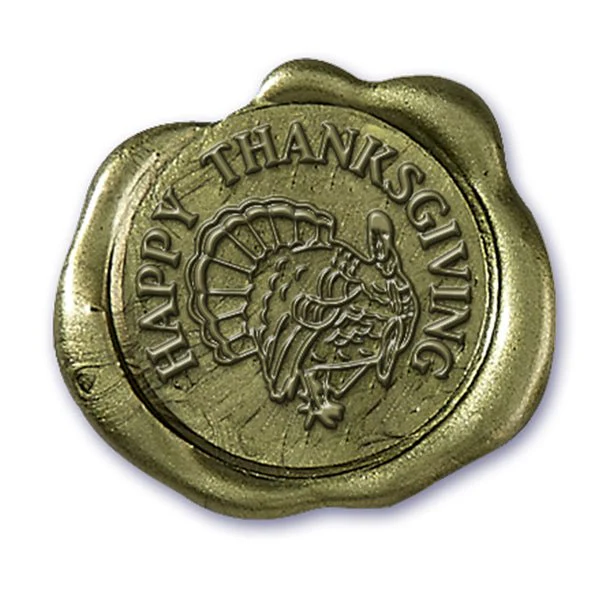 Thanksgiving Turkey Classic Gold Adhesive Symbol Wax Seal Stickers 10PK - Hand Pressed 1 1/4" - Image 5