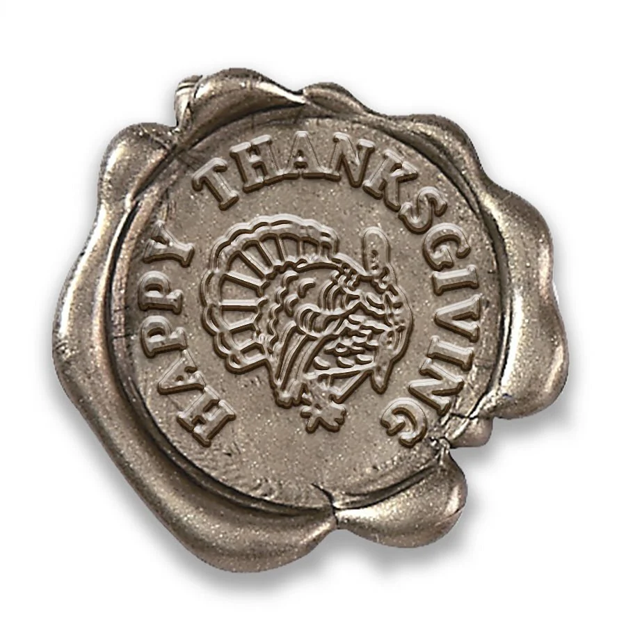 Thanksgiving Turkey Classic Gold Adhesive Symbol Wax Seal Stickers 10PK - Hand Pressed 1 1/4" - Image 6