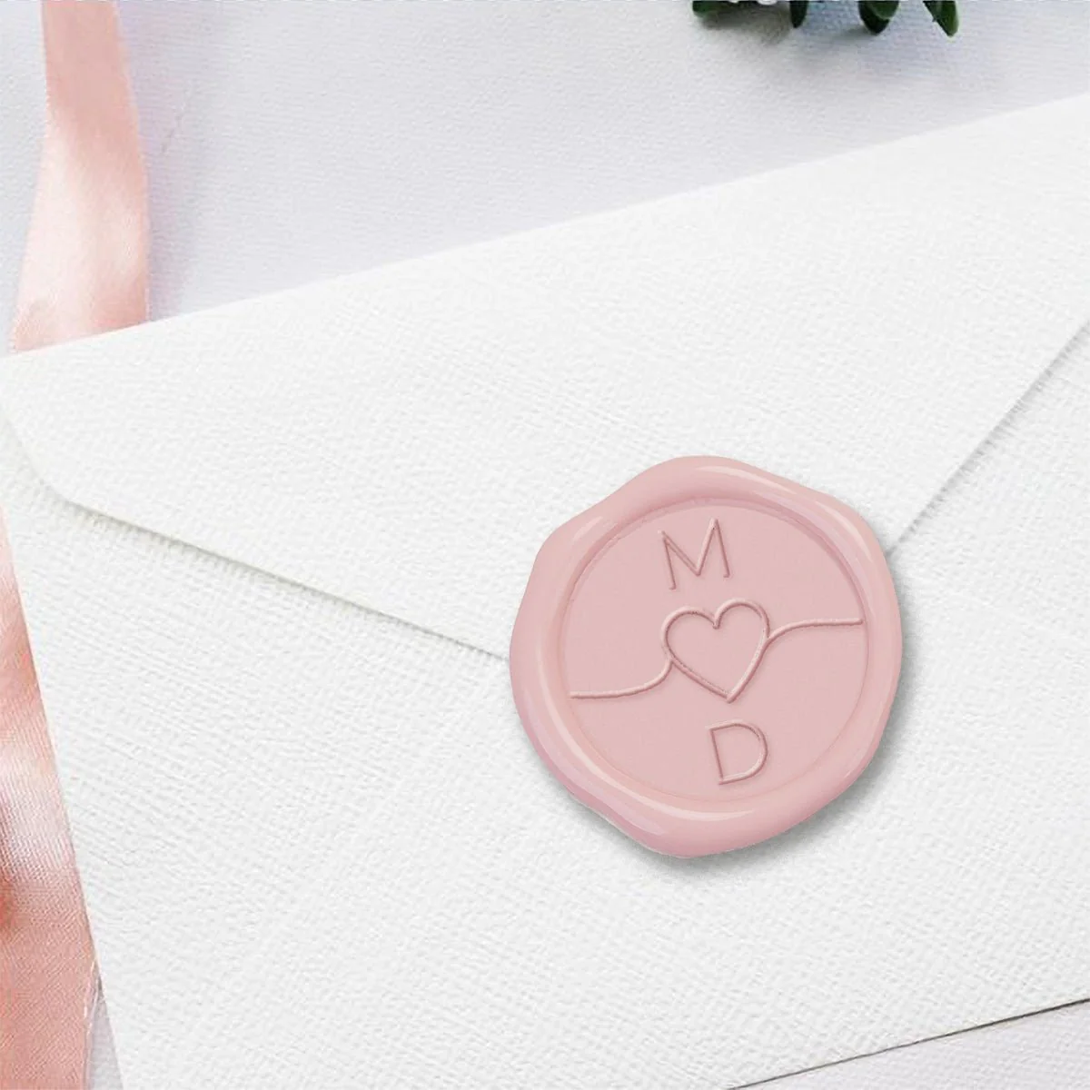 Trailing Heart Wedding Monogram Custom Wax Seal Stamp #2501 - Image 3